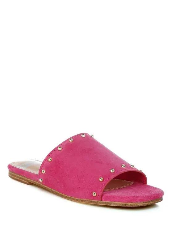Odalia Soft Suede Leather Studded Flats for Women - Love Salve